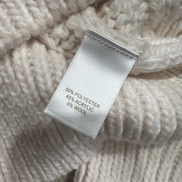 House of Harlow 1960 Wool Blend Ivory Cable Knit Pearl Embellished Sweater Large - Picture 8 of 9